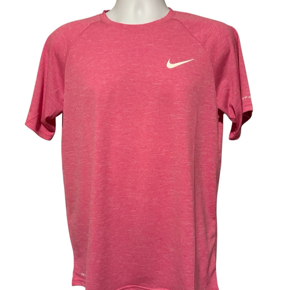 Nike Swim DriFit Men's SPF 40+ Short Sleeve Swim Tee in Pink M NWT